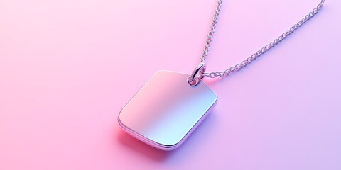 Fototapeta premium Soft Pastel 3D Dog Tag Necklace Isolated on Gradient Background