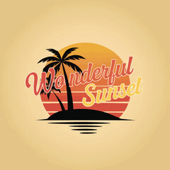 Wonderful Sunset t- shirt design high quality  vector  design 
