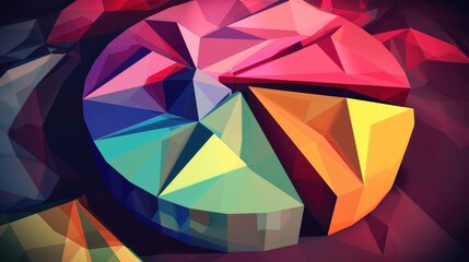 Abstract Geometric Pie Chart in Vibrant Colors