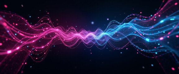 Desktop Wallpaper. Vibrant Abstract Wave Pattern in Blue and Pink