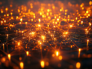 Fototapeta premium High-tech communication lines connecting a city at night