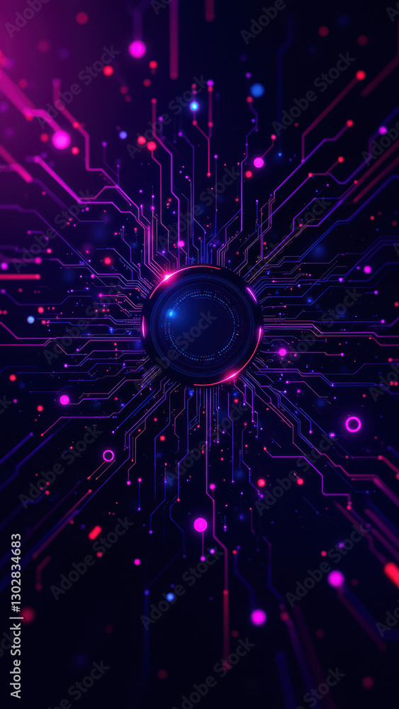 Poster a futuristic digital illustration featuring interconnected components resembling a complex system, p
