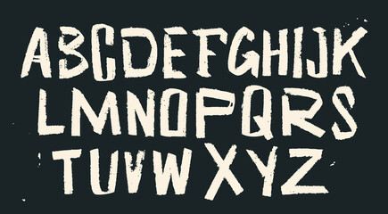 Brush stroke, graffiti, punk, unique style Font. Grunge texture Alphabet. Hand drawn modern Vector illustration. Every letter is isolated. Typography, lettering, calligraphy concept
