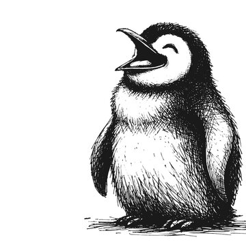 recommend clip art: Penguin laugh line art drawing ink sketch vector hand drawn illustration background laughing beasts humor in the animal kingdom