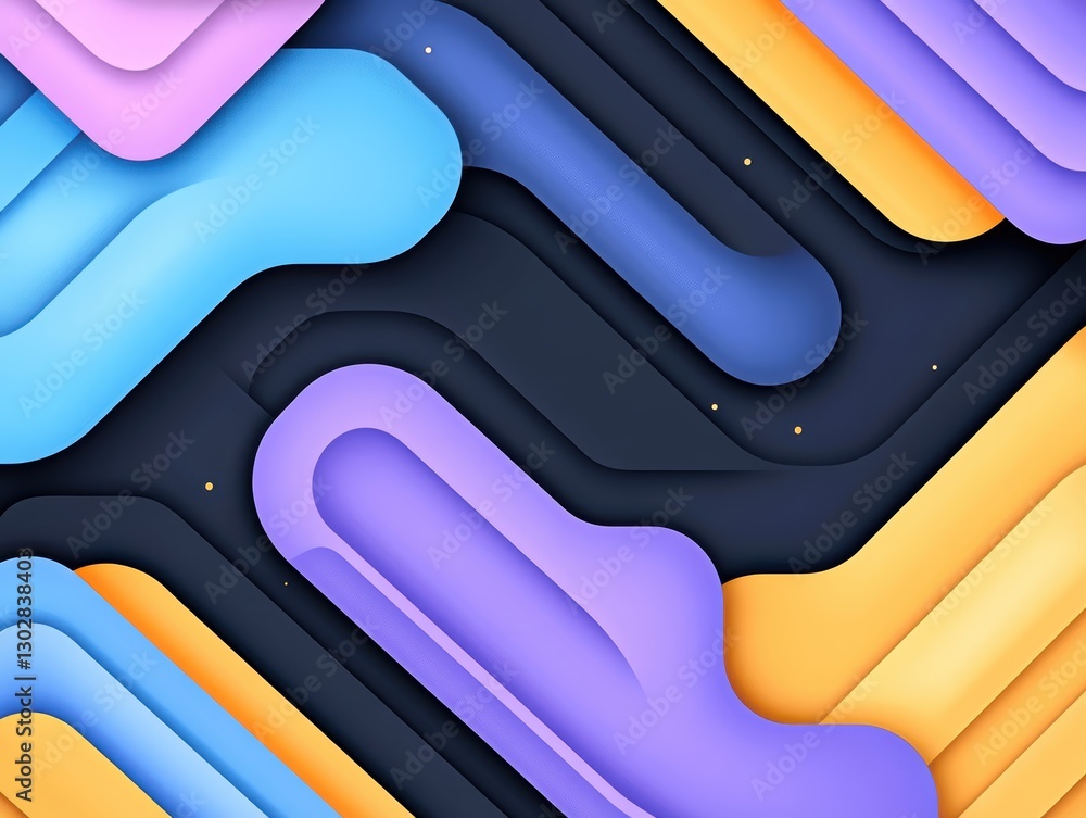 Poster abstract colorful waves in blue, purple, and orange creating a dynamic background