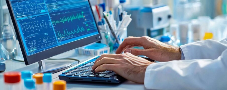 Medical research software being utilized for data analysis.