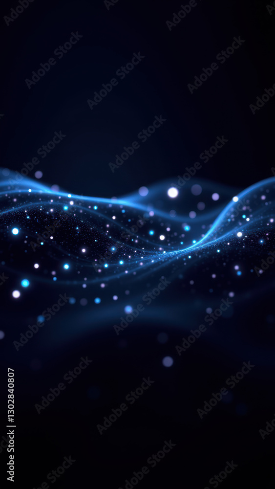 Poster dynamic digital illustration of a cloud with stars, symbolizing devops concepts like docker, kuberne