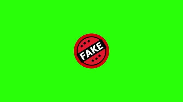 Fake postal stamp, threadbare seal, unmasking and disclosure to public, transparent background footage in 4K Animation.
