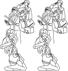 International Happy Women's Day Background Design, Icons, Calligraphy 