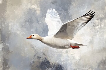 Artistic Depiction of a Snow Goose Soaring Through the Skies in a Lively Digital Canvas
