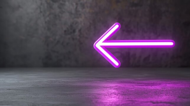 Bright Neon Purple Arrow on Dark Background for Abstract Design and Creative Projects