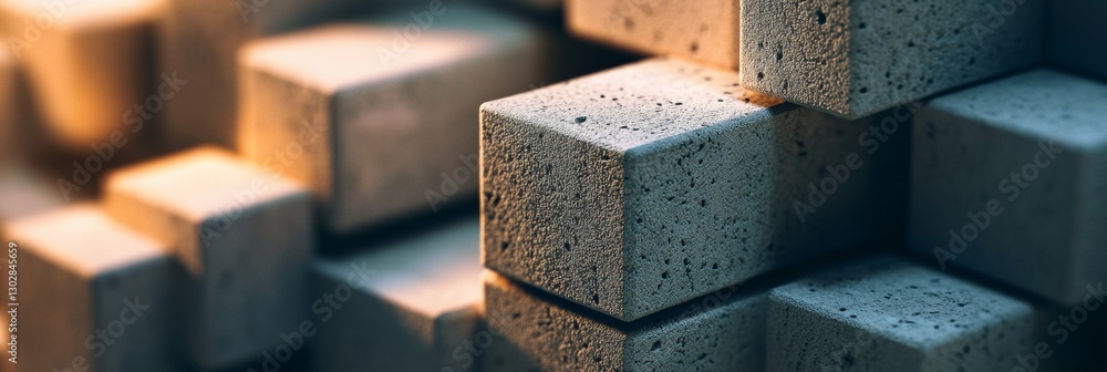 Poster close-up of stacked building blocks with detailed textures
