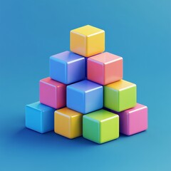 Obraz premium Colorful 3D Building Blocks Stacked Neatly on a Bright Background