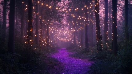 A winding dirt path meanders through a lush forest,