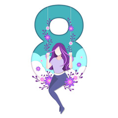 International Happy Women's Day Background Design, Icons, Calligraphy 