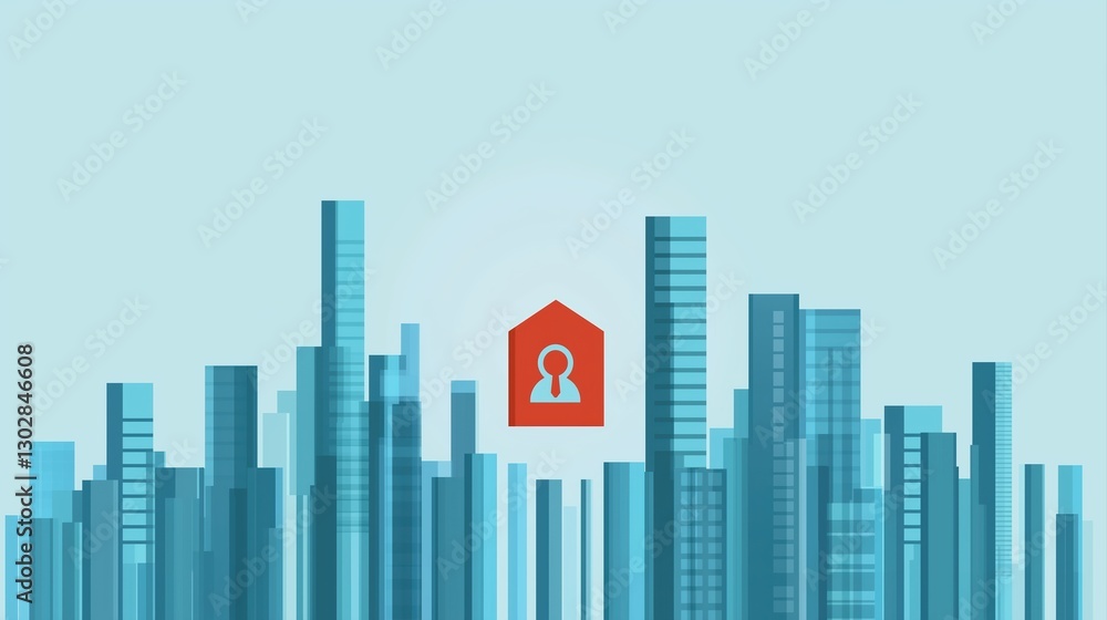 Poster secure digital identity verification with multi-factor authentication in a modern urban landscape