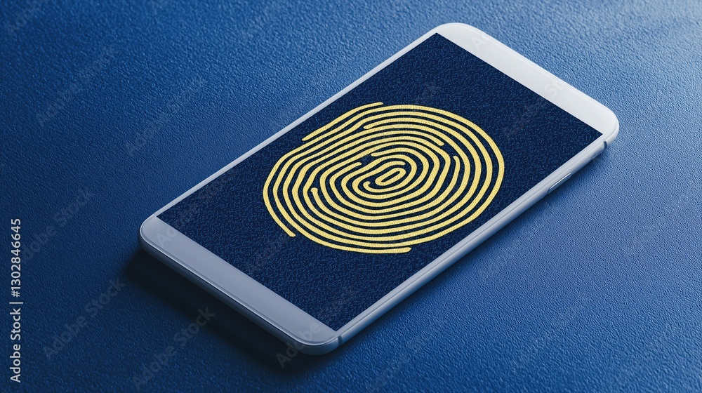 Poster digital id verification with multi-factor authentication featuring fingerprint recognition on smartp