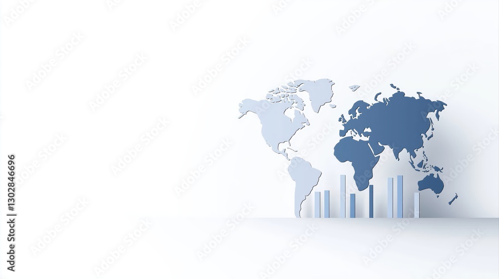 Poster futuristic world map design with financial data representation and stock market visualization concep