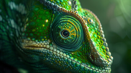 Fototapeta premium Extreme close-up of a chameleon textured skin, vibrant colors, intricate scales