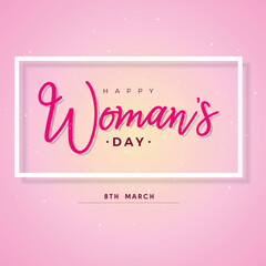 International Happy Women's Day Background Design, Icons, Calligraphy 