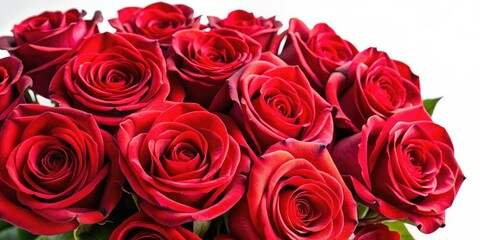 Obraz premium Red Rose Bouquet Closeup Photography - Romantic Floral Images, Valentine's Day Flowers, Luxury Red Roses, Beautiful Flower Arrangement