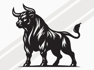 Obraz premium Angry Bull Activities Silhouette Showing Powerful Movements in Intense and Fierce Stance