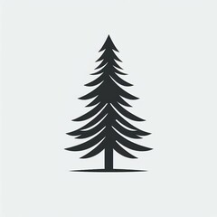 Obraz premium Simple Black Pine Tree Silhouette
