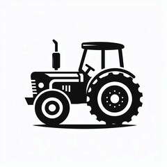 Classic Tractor Icon Black Silhouette