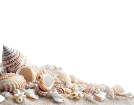 Seascape, seashell, shell, transparent background, PNG file with white background