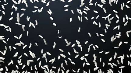 rice grains floating in dark space creating dynamic effect for use in food advertising or conceptual photography