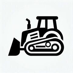 Naklejka premium Bulldozer Icon Heavy Equipment Silhouette