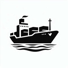 Obraz premium Cargo Ship Icon Maritime Freight Vessel
