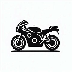 Fototapeta premium Sleek Black Motorcycle Icon on White Background