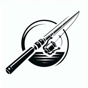 recommend clip art: Fishing Rod Icon Black and White Angling Emblem