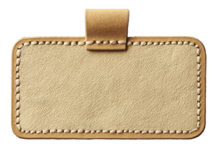 rectangular cloth patch with rounded corners, in a cream color, with a transparent background