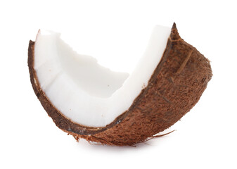 Piece of cracked coconut isolated on white