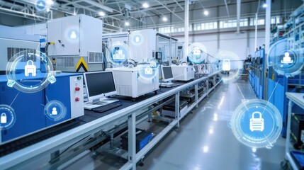High-Tech Modern Smart Factory with Automated Robotics System