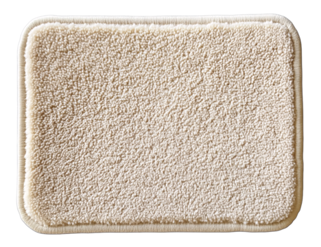 rectangular cloth patch with rounded corners, in a cream color, with a transparent background