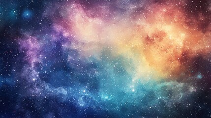 Vibrant Galactic Scene with Colorful Nebula and Bright Stars