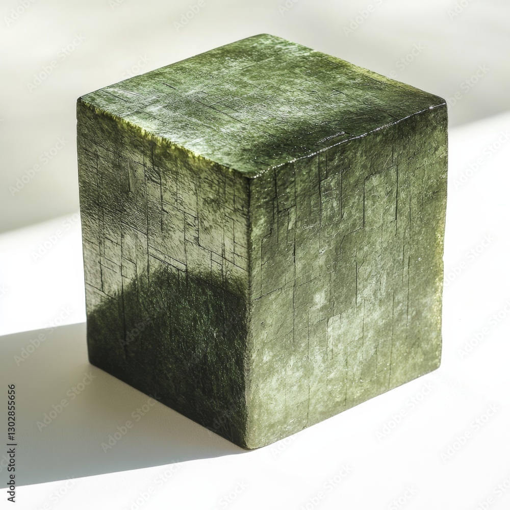 Aufkleber intricate green block with textured surface in solitary setting