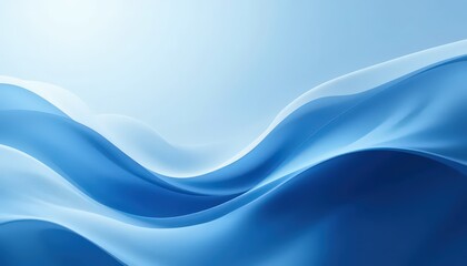 Fototapeta premium Serene Blue Abstract Waves: A Calming Digital Art