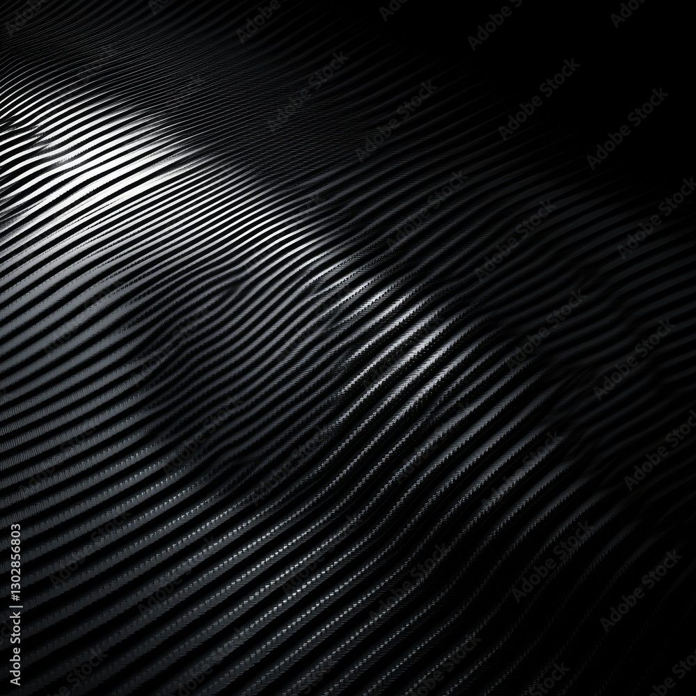 Aufkleber Abstract Wavy Black Texture with Subtle Light Play, Showing Linear Patterns and Depth with Textured Surface 