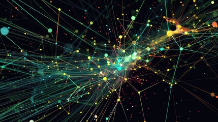 Obraz premium Abstract Network Visualization with Colorful Nodes and Lines