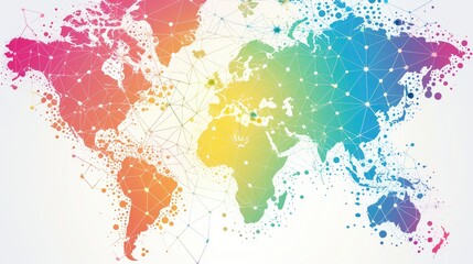 Fototapeta premium Colorful Abstract World Map with Network Connections