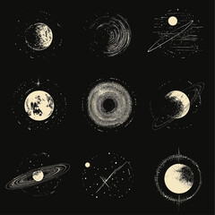 Celestial Planetary System Astrological Celestial Cosmic Universe Collage Art
