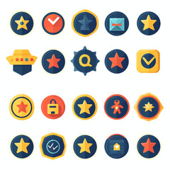 Colorful Flat Design Medals and Badges for Achievements and Recognition