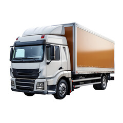 White cargo truck isolated on transparent background, delivery vehicle png
