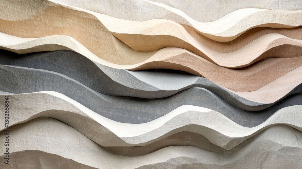 Poster Abstract Wavy Texture Background with Neutral Tones and Smooth Flow