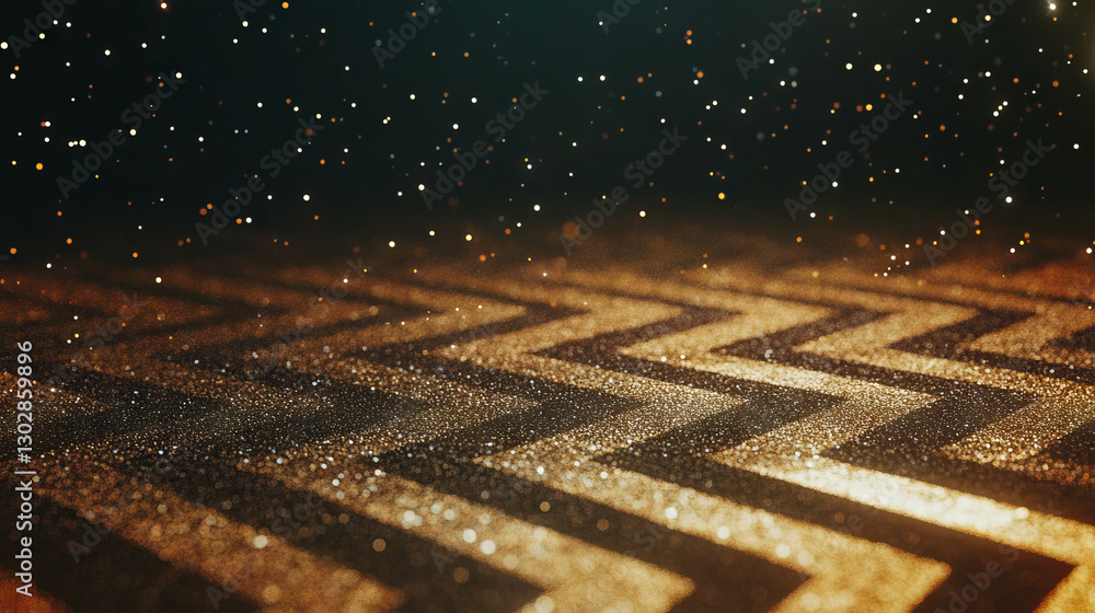 Poster Brushed gold podium with geometric pattern and sparkling effect for elegant display design
