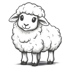 Obraz premium Cute lamb smiling and standing on white background